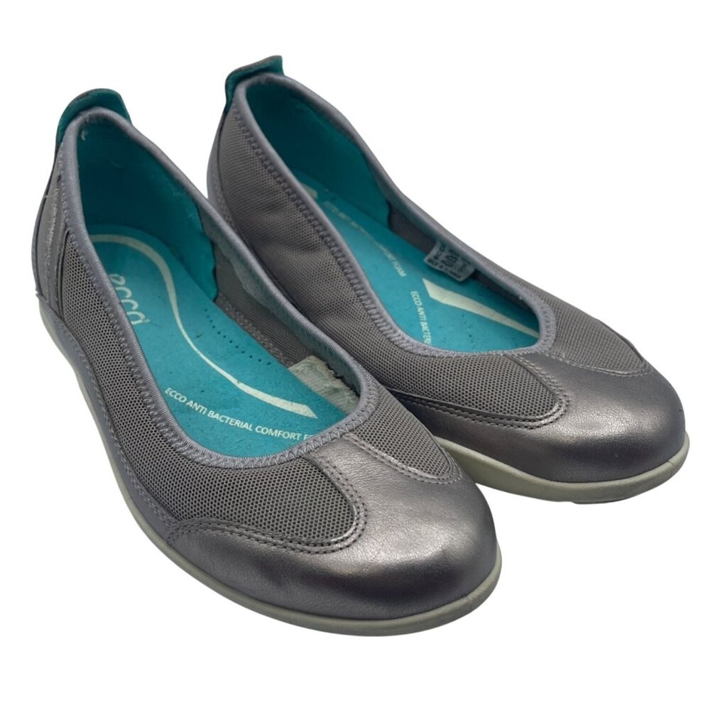 Ecco Bluma Slip On Ballet Flat Pewter Silver Size 36 (6) Comfort